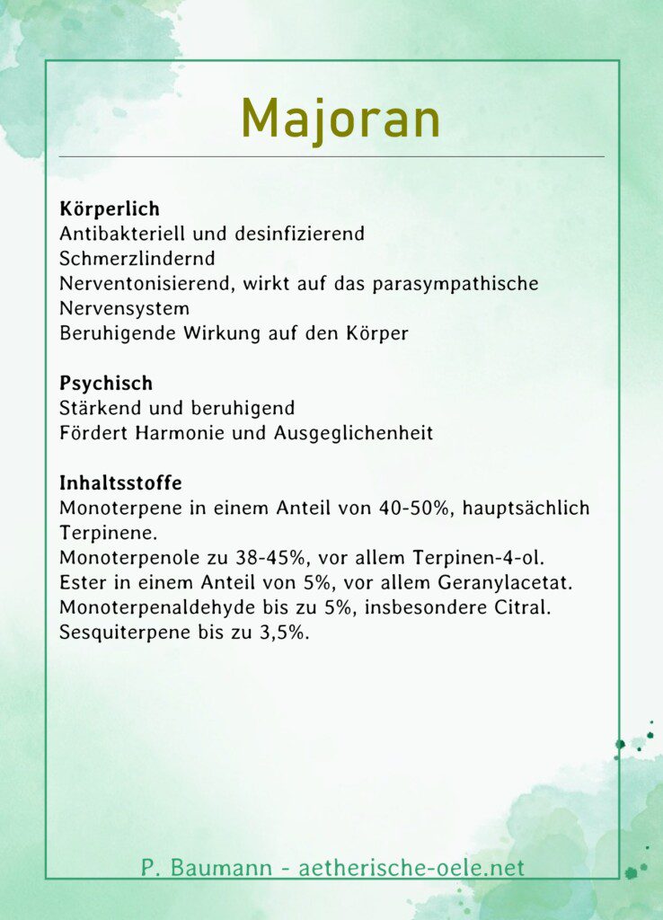 Majoran (Origanum majorana) Aromatherapie Aromapflege Ätherische Öle